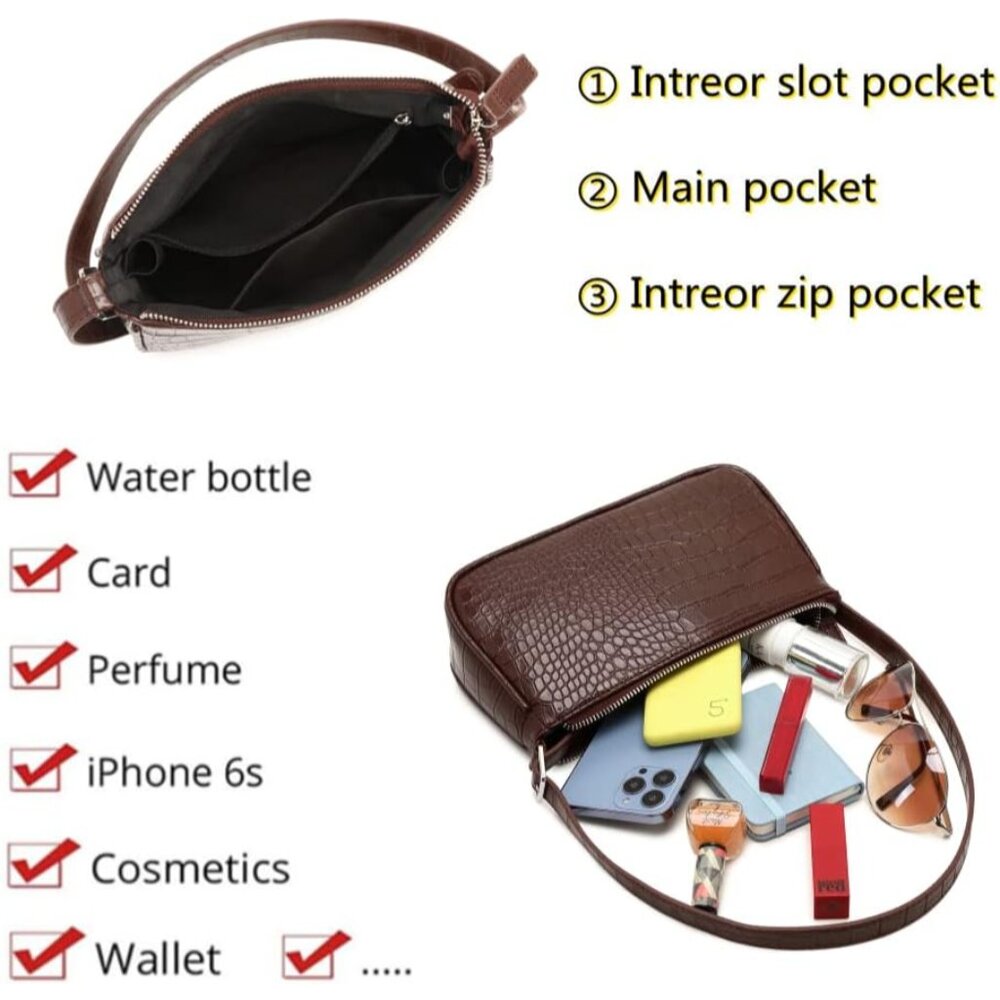 Chic Adjustable Crocodile Pattern Clutch - Small … - image 5